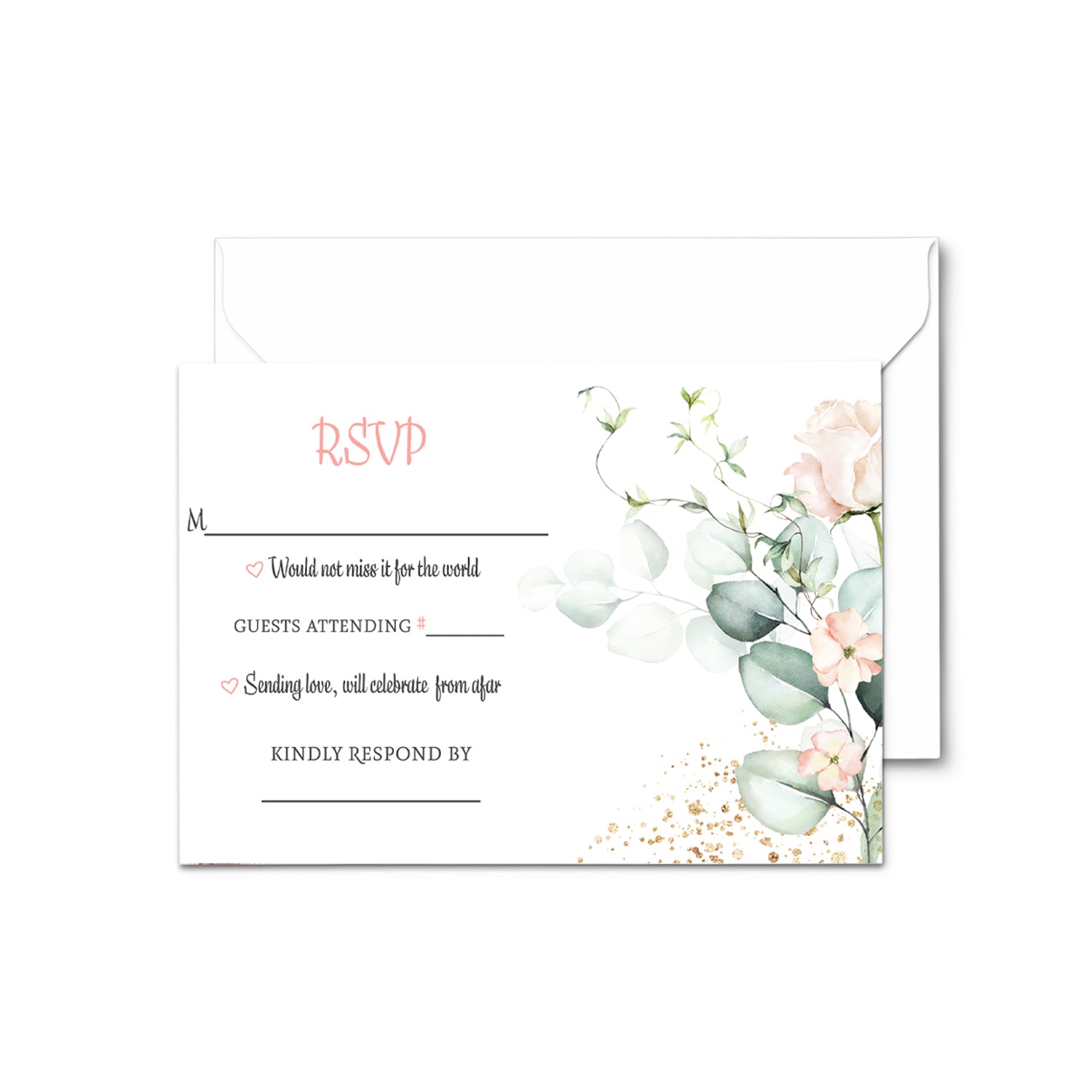 Blush Blooms Response Cards and Envelopes (25 Pack) Wedding Invitation