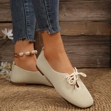 Mary Jane Shoes Women Slip on Ballet Flat Dressy Comfortable Round Toe Black Flats Shoes Ankle Strap Flats for Girls Beige 9.5