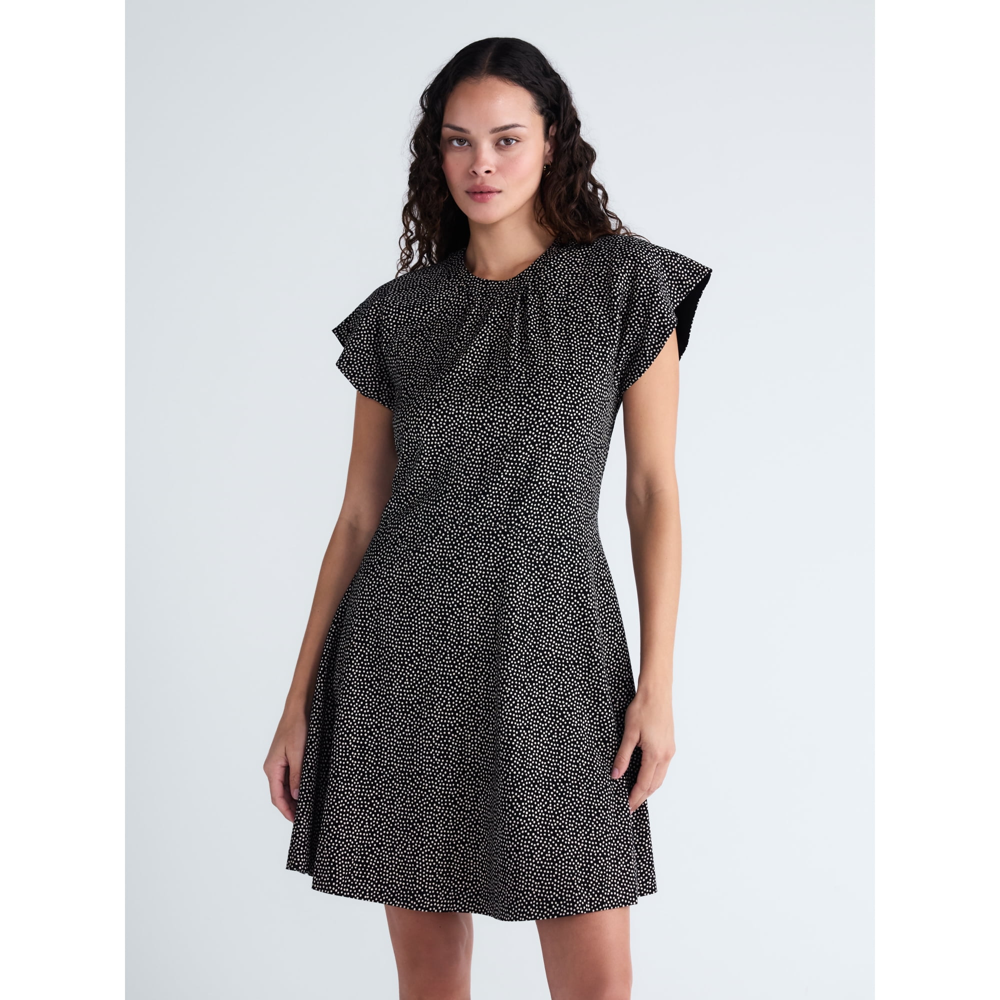 Scoop Women s and Women s Plus Mini Dress with Flutter Sleeves  Sizes XS-4X