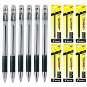 Pilot EasyTouch Ball Point Stick Pen, Fine Point, Black Ink 6 Pens & 12 Refills