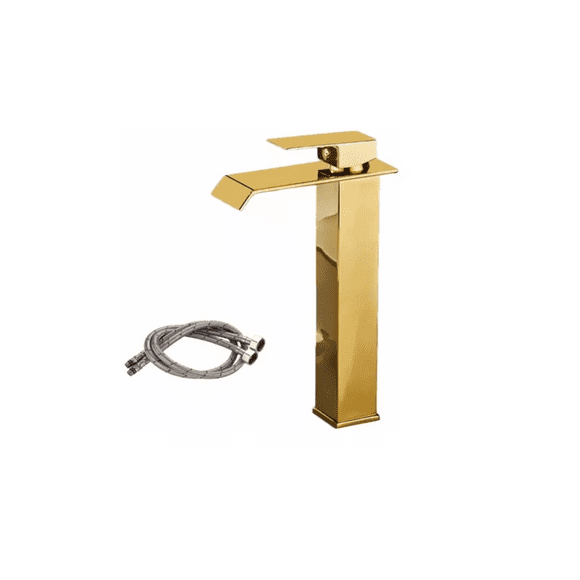 Grifo Mezclador Monomando Para Lavabo De Baño Dorado 30cm