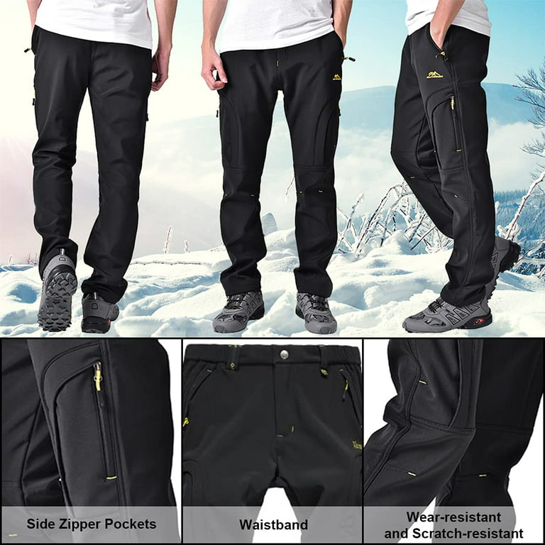 Men's Hiking Snow Pants Winter Insulated Fleece Lined Water Repellent Pants  