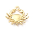 thumbnail image 2 of 10 pc Rack Plating Brass Pendants Long-Lasting Plated Cadmium Free & Lead Free Crab Charm Real 18K Gold Plated 16x18x3mm Hole: 1.8mm, 2 of 3