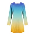 thumbnail image 4 of Jjayotai Spring Dresses Clearance, Long Sleeve Round Neck Cute Trendy Casual Sundress, Gradient T-Shirt Dress, Basic Clothing, Plus Size Swing Dresses Multicolor-4 L, 4 of 5