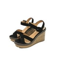 thumbnail image 2 of Wedge Sandals for Women Girls Dresssy 2023 Shoes Open Toe Buckle Ankle Strap Platform Sandals Shoes, 2 of 6