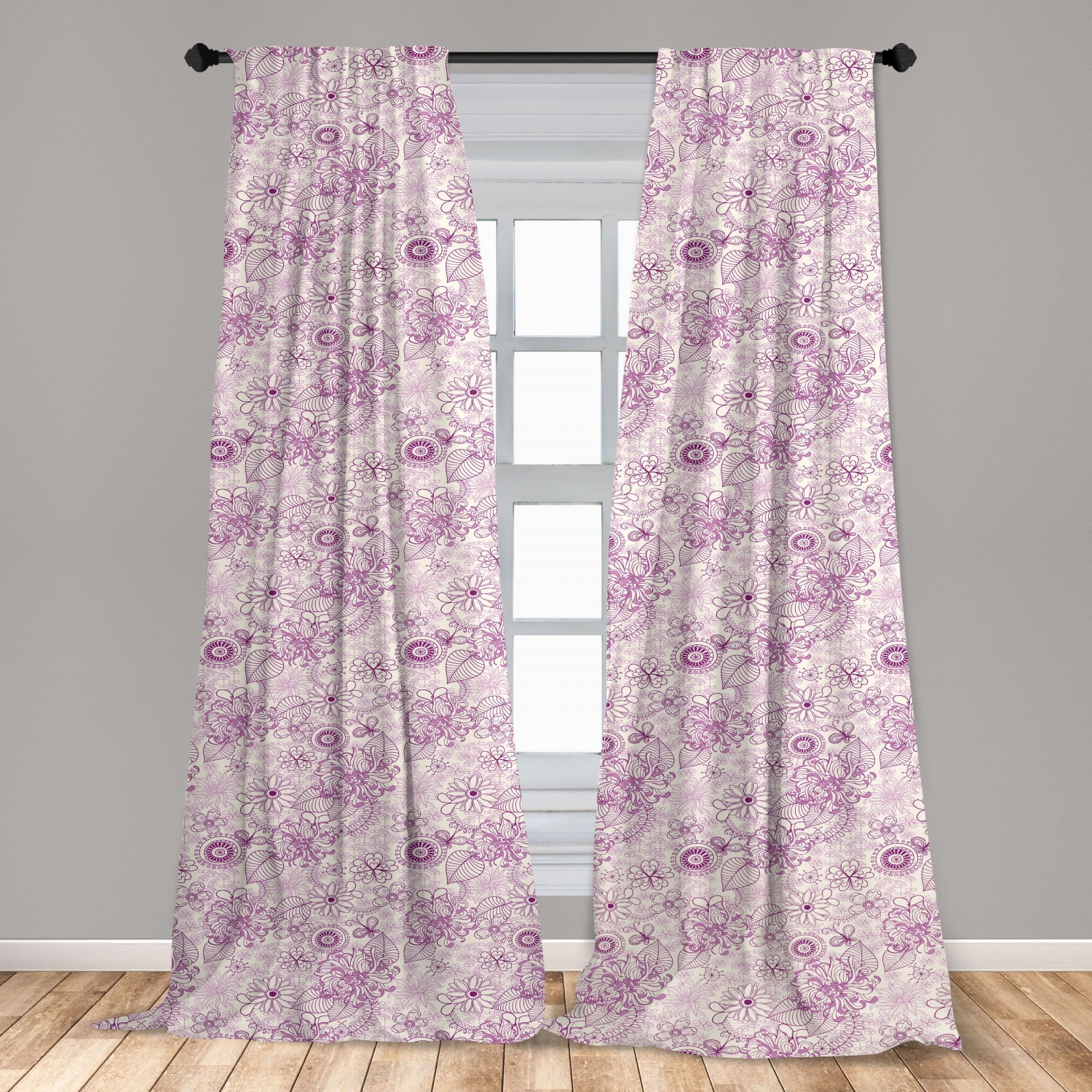 108 X 108 Apricot Violet Detail of Scenic Gardening Plants Flourishing in Springtime Fresh Woods Living Room Bedroom Window Drapes 2 Panel Set Ambesonne Lavender Curtains