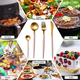 thumbnail image 5 of 4pcs304 Juego de cuchara, tenedor y cuchillo de acero inoxidable, juego de 4 piezas de oro rosa (cuchillo, tenedor, cuchara + cuchara de café) Vhermosa CPB-DE-WX334-2, 5 of 5