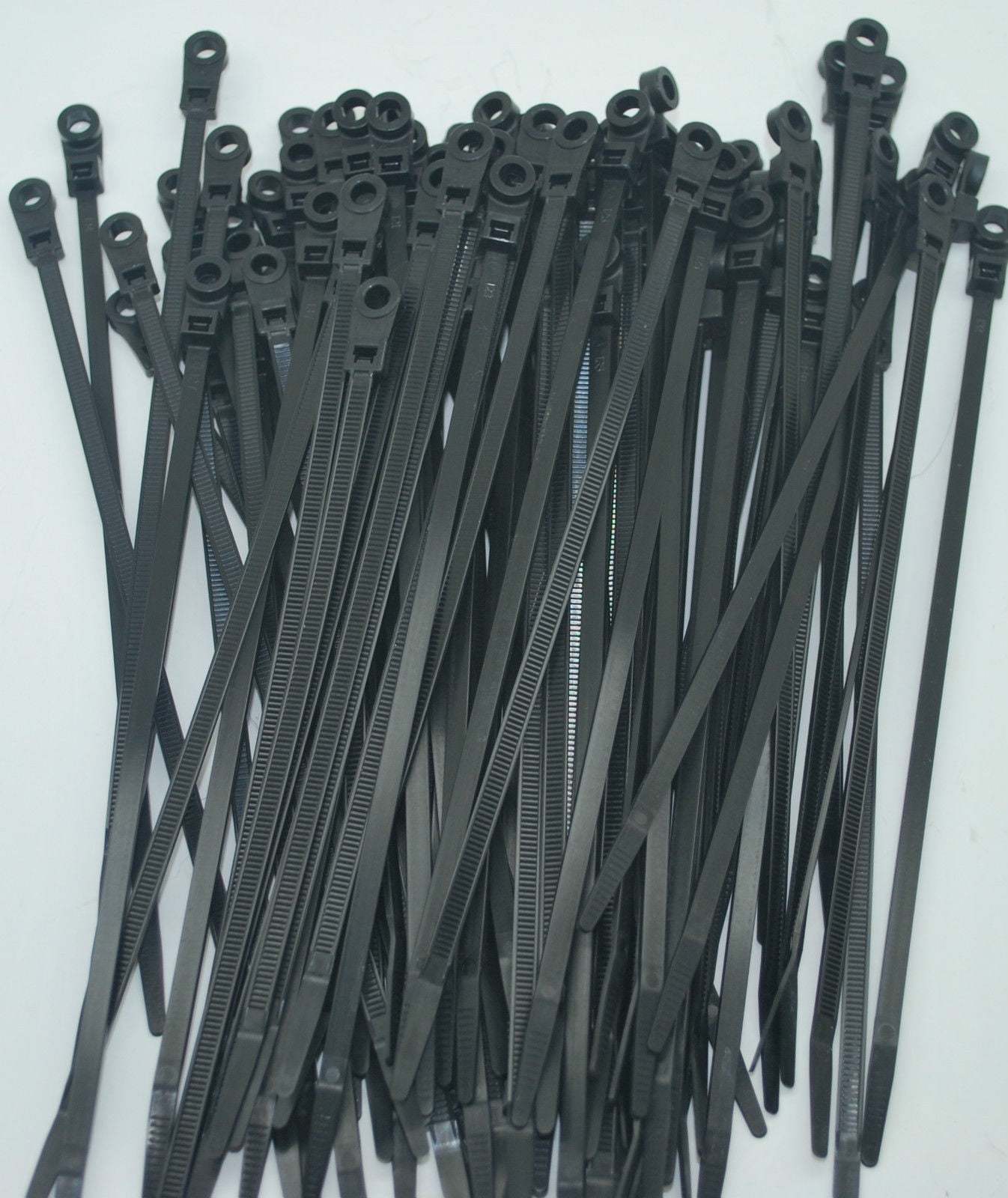 200 PACK 11 INCH MOUNTING HOLE ZIP TIES NYLON BLACK NAIL SCREW WIRE CABLE BMCT11 