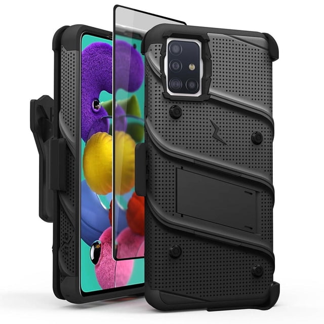 Funda ZIZO Bolt para SAMSUNG A51 5G Negra con clip y Mica de pantalla