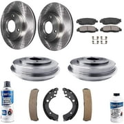 Detroit Axle - Brake Kit for 2001-2005 Honda Civic Disc Rotors Ceramic Brakes Pads Replacement 2001 2002 2003 2004 2005 Brake Drums Semi-metallic Shoes Front and Rear 1.7L