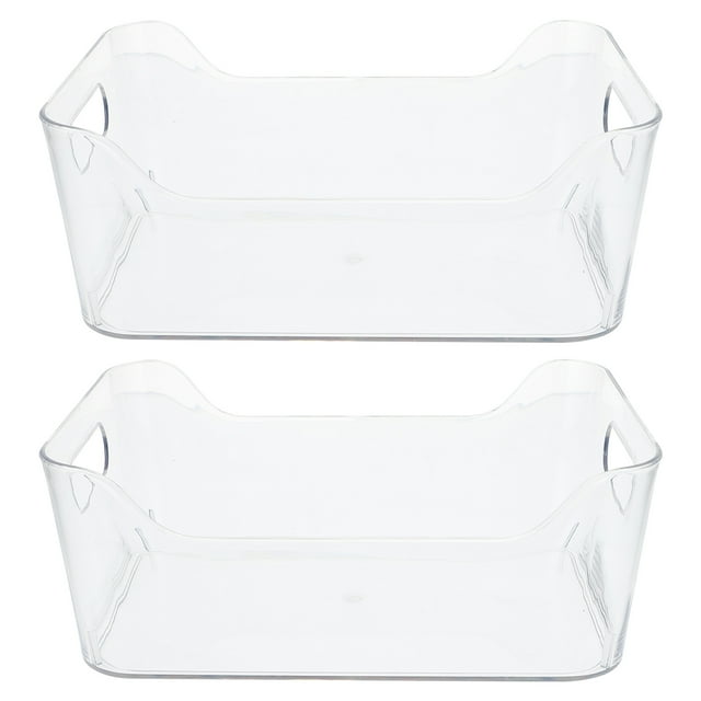 KAKOWELY 2Pcs Transparent Fridge Organizer Multi-use Storage Bin Small Plastic Bins Fridge Storage Bins,7.76"X5.47"X3.03"