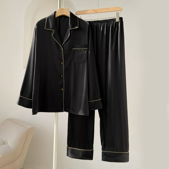 Men's Silk Feel Pajamas Sets Long Sleeve Pants Comfort Home Pijama Set for Cozy Evenings​