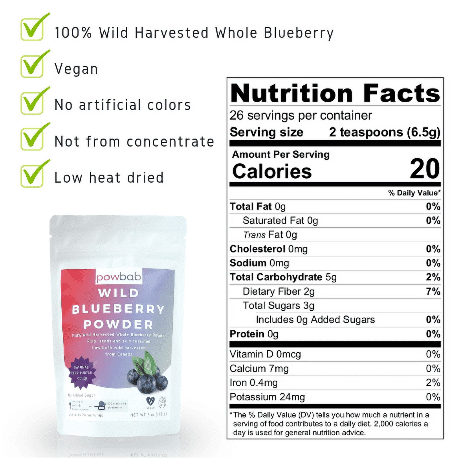 powbab Wild Blueberry Powder - 6 oz.