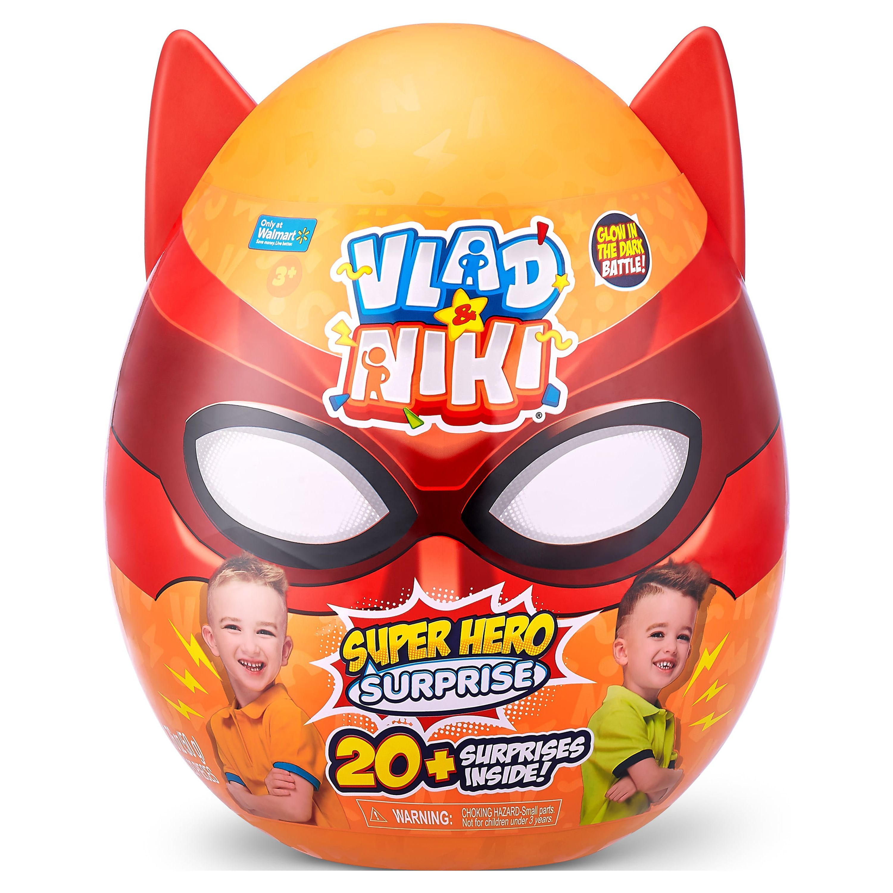 Walmart Exclusive Vlad & Niki Superhero Surprise Egg (Red) with Glow In The Dark Dinosaur, Novelty & Gag Toys - image 2 of 9