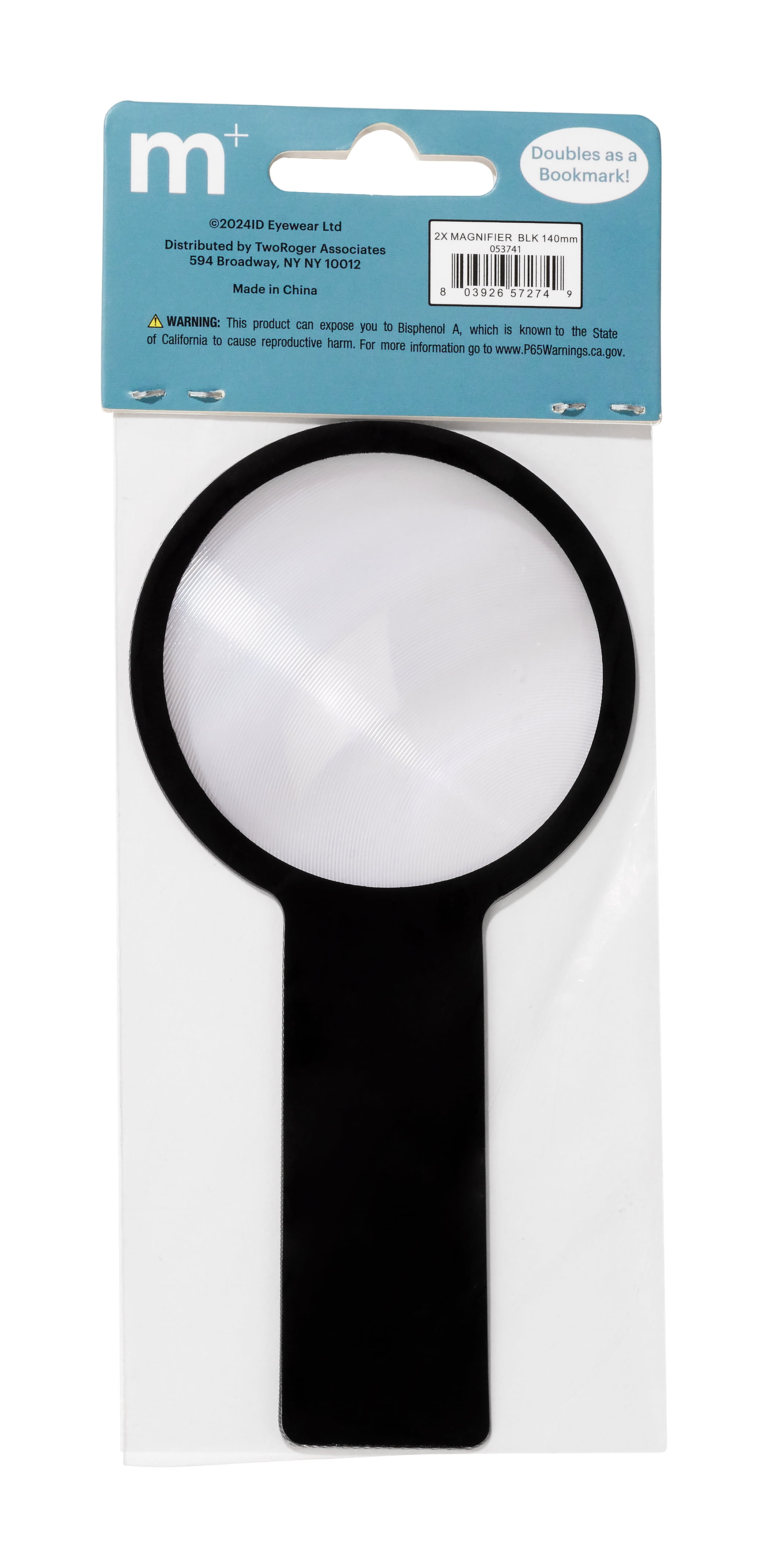 M+ Unisex 2x Plastic Magnifying Glass and Bookmark, 2x