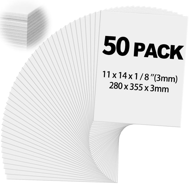 Placas de espuma Frienda, 50 unidades, 3 mm de grosor, 35,5 x 28 cm, color blanco