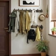 thumbnail image 5 of Coat Rack Wall Mount,24" Solid Wood Coat Hooks Wall Mounted Coat Hanger,16" Hole to Hole,Heavy Duty Hook Rack Rail,4 Triple Hooks for Hanging Coats,Jacket,Clothes,Hat,Backpack,Weathered Brown, 5 of 10