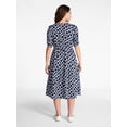 thumbnail image 3 of Time and Tru Women's Cotton Tiered Midi Dress with Elbow Length Sleeves, Sizes XS-XXXL, 3 of 5