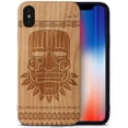 thumbnail image 1 of Case Yard Wooden Case Outside Soft TPU Silicone, Slim Fit Shockproof Wood Protective Phone Cover for Girls Boys Men and Women, Supports Wireless Charging Maya Mask Design case for iPhone-XS-Max, 1 of 7