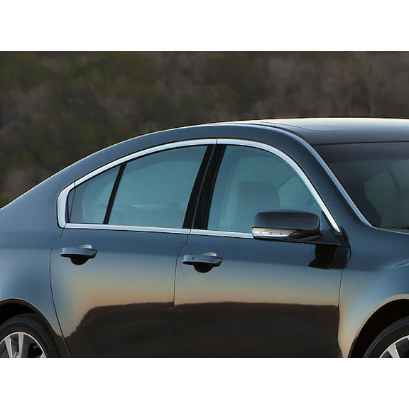 Rvinyl Pillar Post Window Trim Compatible with Acura TL 2009-2014 - Aluminum (Brushed Black)