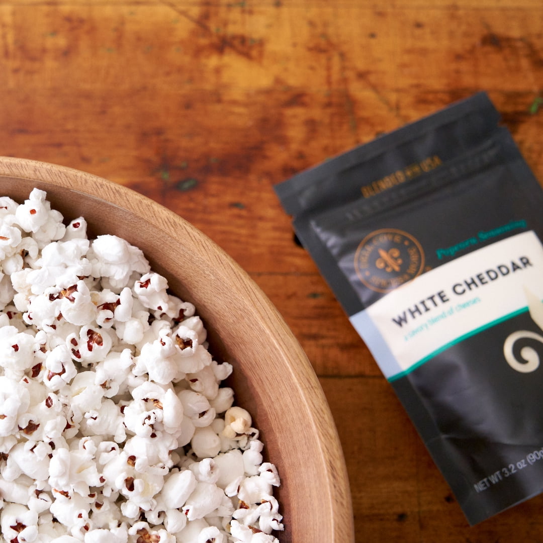 Low Sodium White Cheddar Popcorn Seasoning - Real Cheese, Low Calorie Gourmet Popcorn Flavor - Dell Cove Spices, Bulk Bag - 1 Pound
