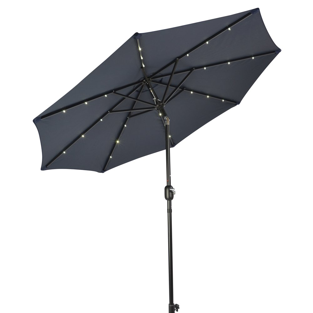 Deluxe Solar Powered LED Lighted Patio Umbrella, 8', by Trademark