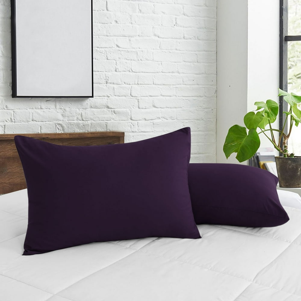 PiccoCasa Soft Microfiber Pillowcase Set of 2, Plum Pillow Case for