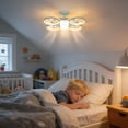 thumbnail image 3 of BotaniNest Drone Style LED Ceiling Fan Light Three Adjustable Color Modes Modern Drone Shaped Ceiling Fan Lamp E27 Lamp Holder Remote Control Extension Rod Suitable For Bedrooms Living, 3 of 5