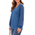 thumbnail image 3 of UVN Blouses for Women Dressy Lace Long Sleeve Shirts Fall Casual V Neck Tunic Tops, 3 of 10