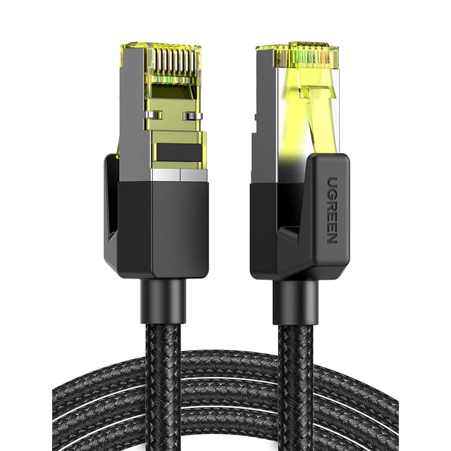 UGREEN Cable de Red Cat 7, Cable Ethernet Nylon Trenzado Cable LAN 10000Mbit/s con Conector RJ45 (10 Gigabit, 600MHz, Cable FTP Compatible con Cat 6, Cat 5e, Cat 5, para PC Macbook PS5 (10M)