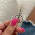 thumbnail image 6 of SOLITAIRE JEWELS 2.5Ct Oval Moissanite Diamond Dainty Style Bridal Ring Set Solid 18k White Gold, 6 of 7