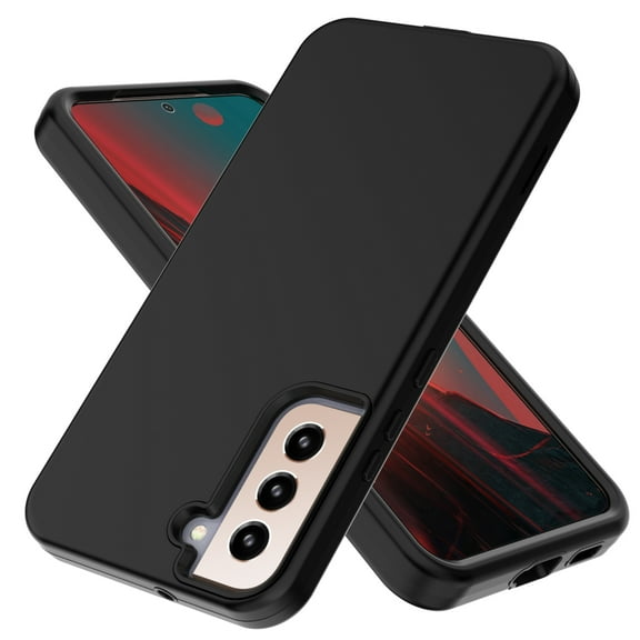 Nalacover Slim Case for Samsung Galaxy S22,Stylish Triple Layer Protection Hard PC + Soft TPU Silicone Hybrid Shockproof Camera Lens Protective Anti-drop Fit Back Phone Cover.Black