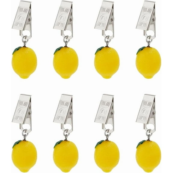 8pcs Tablecloth Weights Hangers Lemon Shaped Table Cover Weight Clips Table Cloth Weights with Clips Lemon Pendant Tablecloth Weights for Picnic Tables Tablecloth Weights Heavy Outdoor