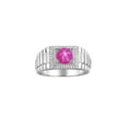 thumbnail image 1 of RYLOS Men's Ring Sterling Silver Ring, 7MM Round Shape Gemstone Designer Style Rings Star Ruby July Birthstone Rings Silver Size 10, 1 of 7