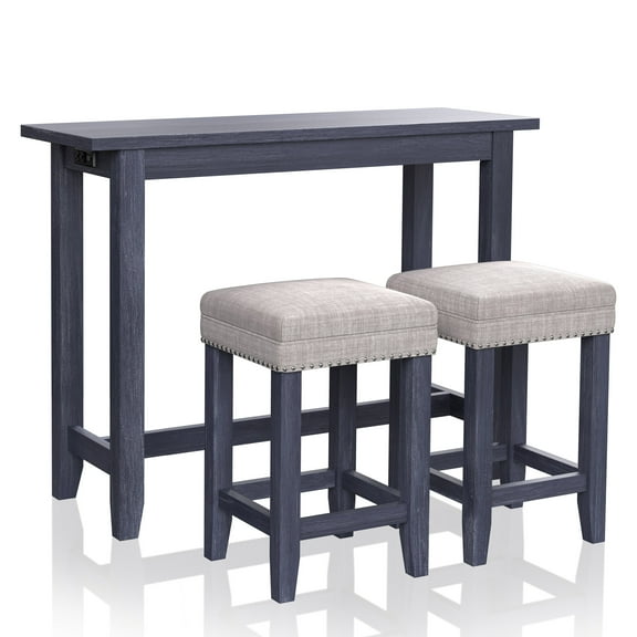 Furniture of America Sabana Wood 3-Piece Counter Height Dining Set in Blue