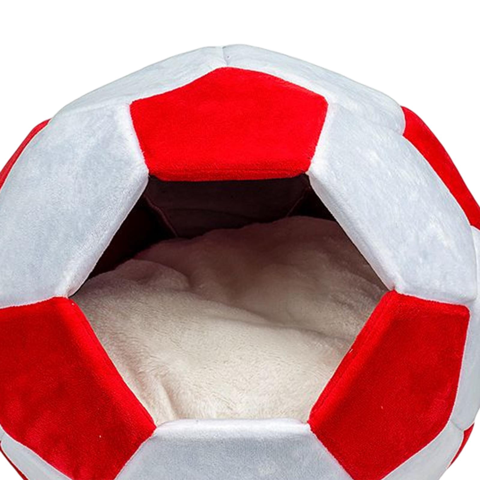 Portable Pet Bed Non Skid Washable Comfortable Football Shaped Warm Dog Bed Pet House Kitten Bed for Outdoor Cat Sleeping Indoor Accessories Red Large