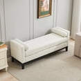 thumbnail image 5 of 66.34"W Multi-Functional Upholstered Bench, Daybed Ottoman with Wood Legs & 2 Support Pillows for Bedroom, Living Room, Entryway Seating, Ivory Boucle Fabric, 5 of 9