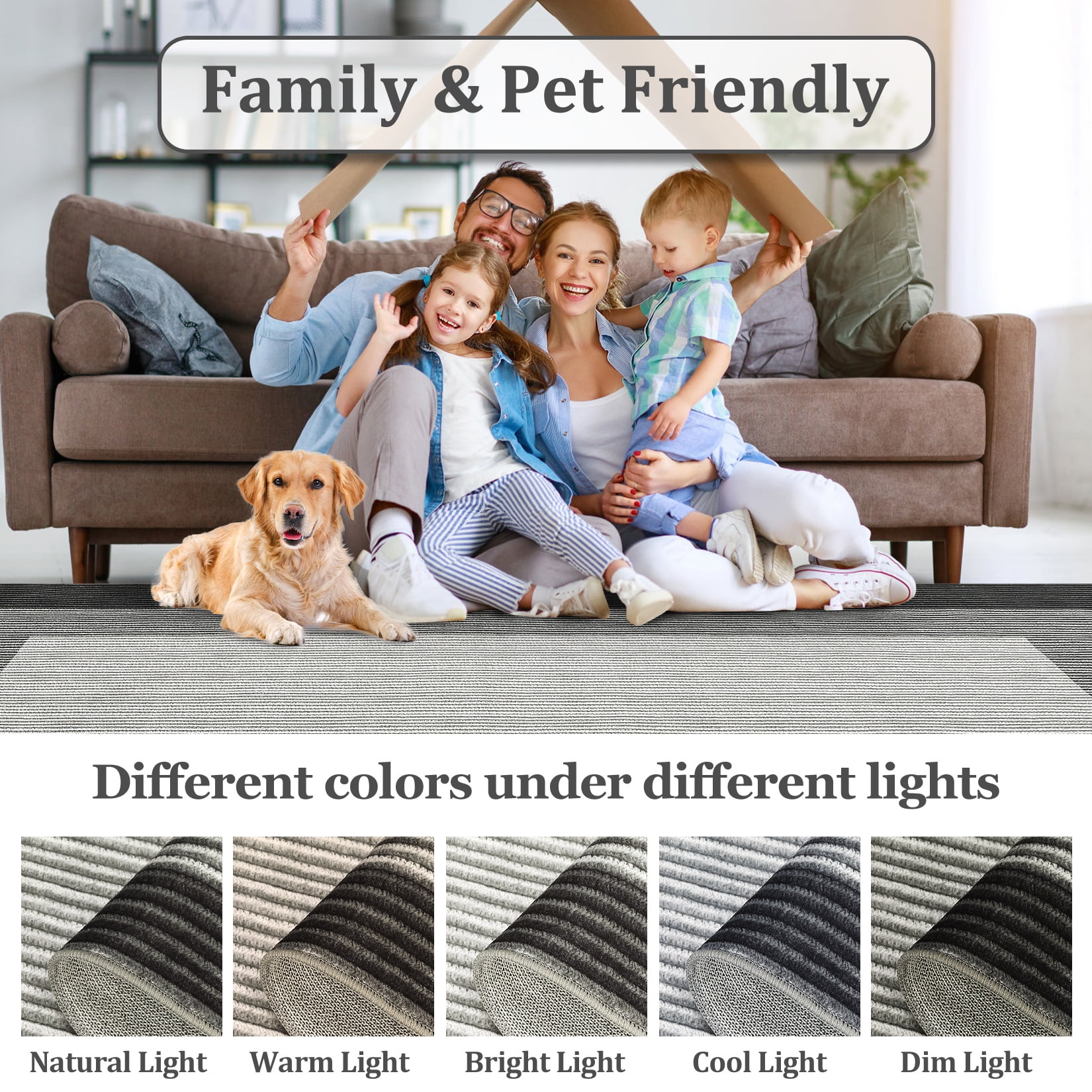 FairOnly 2'x6' Grey Machine Washable Runner Rugs Bordered Modern Runner Rugs for Hallway Entryway Laundry Room Kitchen Throw Rug