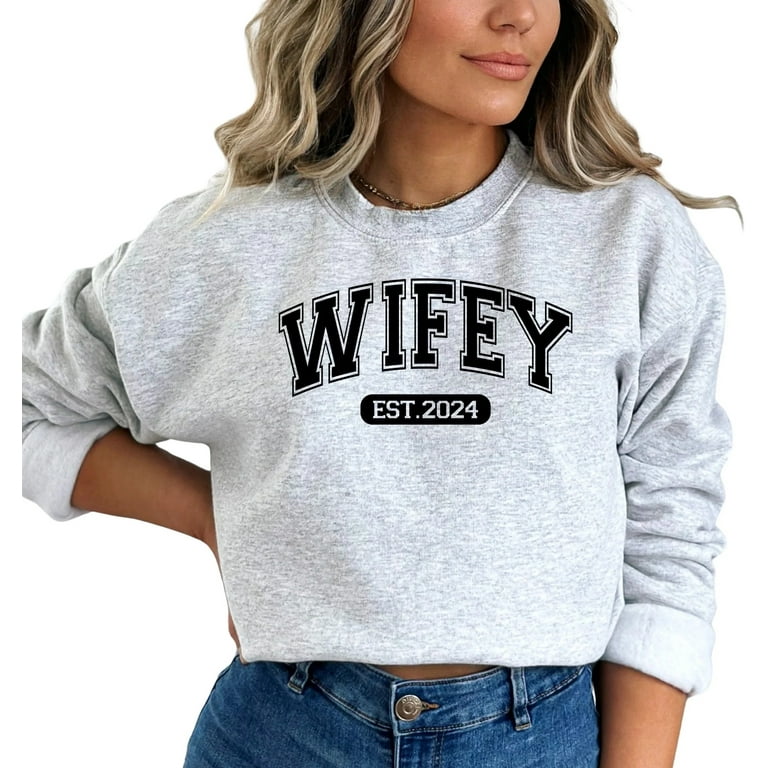 Wifey Cropped Sweatshirt, Wife Jumper Top, Gift for newest Fiancee Clothes, Crewneck, Mrs Pullover, Bride, Newlywed gift, His and Hers, Anniversary