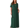 thumbnail image 3 of Asklazy Women's Short Sleeve Loose Plain Maxi Dresses Casual Long Dresses with Pockets,St Patrick Day,Dark green,3XL, 3 of 11