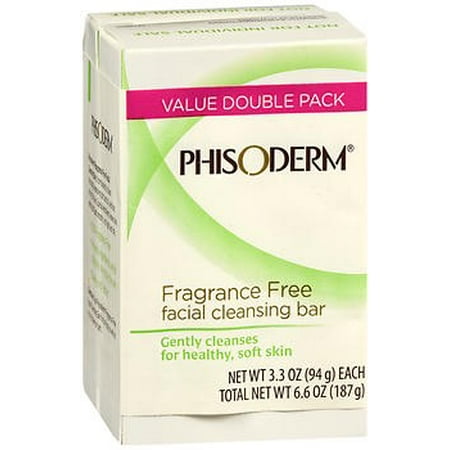 pHisoderm Facial Skin Cleansing Bar, Fragrance Free 2pack [2 x 3.3oz
