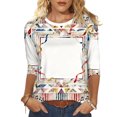 thumbnail image 2 of Craaazy Women's Carnival Trendy Shirts Crewneck 3/4 Sleeve Colorful Mardi Gras Tops Gifts, 2 of 8