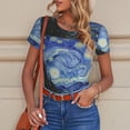 thumbnail image 6 of KLL Women 's Crew Neck Bodysuit Jumpsuits The Starry Night Print Short onesies Stretch T Shirts, 6 of 7