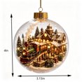thumbnail image 3 of 3.15 Inch LED Christmas Village Scene Ornament Light Up Transparent Acrylic Hanging Bauble with Winter Town Train Warm LED Glowing Xmas Tree Pendant for Home Decor Holiday Gift, 3 of 5
