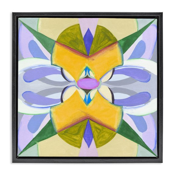 Stupell Industries Revival Kaleidoscope Symmetry Black Framed Floater Canvas Wall Art, design by Melissa Wang