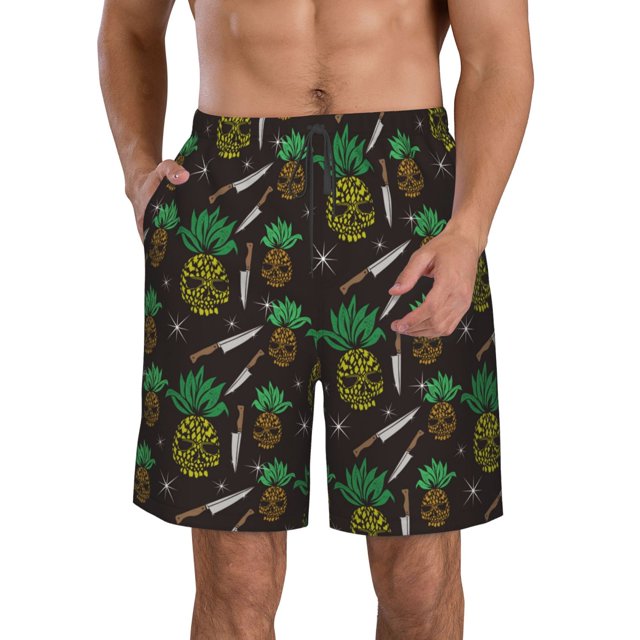 Balery Pineapples Traje de Baño Estilo Hawaiano para Hombre, Shorts de Secado Rápido con Bolsillos-XX-Large