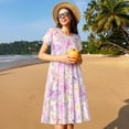 thumbnail image 4 of Gukieu colorful Butterflies Print Women's Short Sleeve Dress, Elastic Waistband A-line with Pockets Summer Dress, Suitable for Daily Leisure, Work, Vacation, 4 of 6