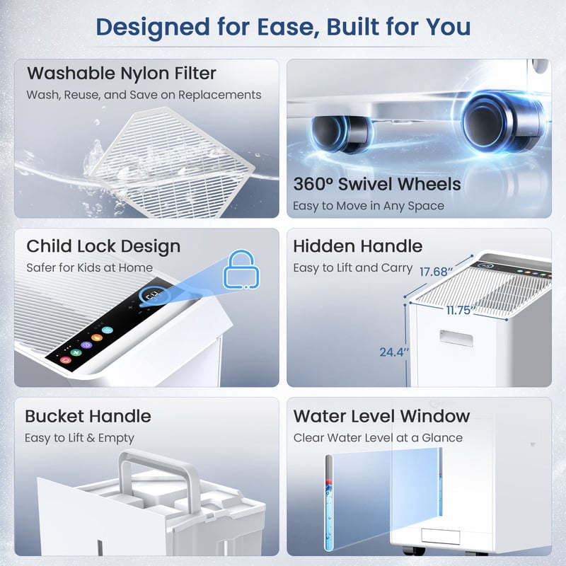 140 pt. 7000 sq. ft. Energy Star Dehumidifier for Basement in White with Drain Hose