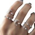 thumbnail image 2 of Rings 5PC Women Bohemian Silver Star Moon Wedding Lover Stack Rings Set, 2 of 8