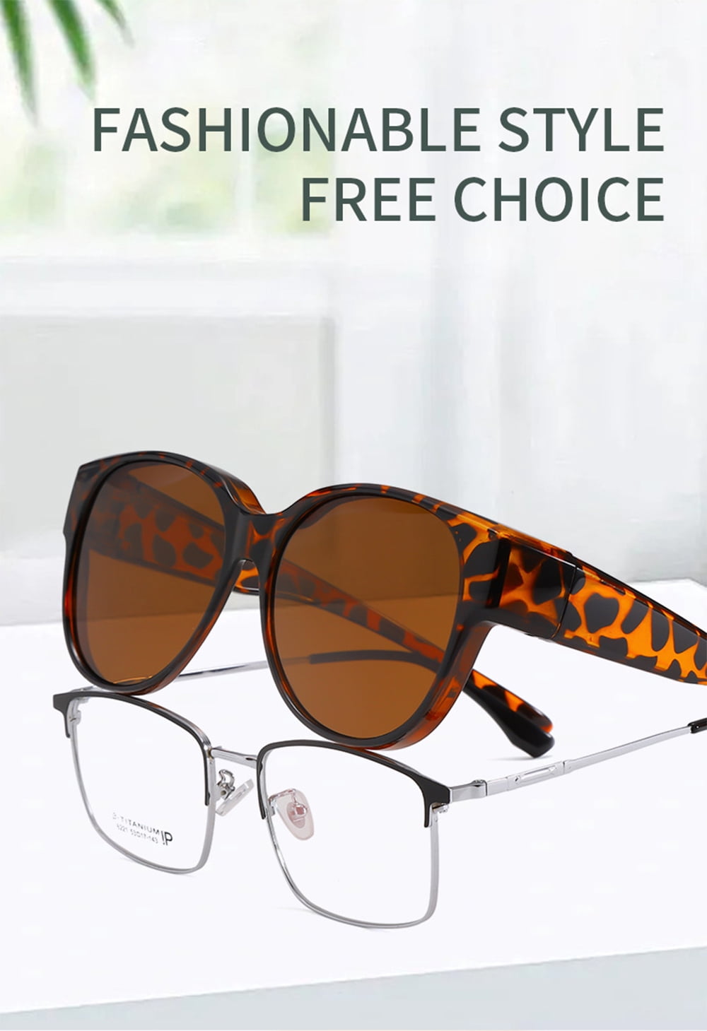 2PCS/1PCS Fit Over Glasses Sunglasses for Women Men, Oversized Cat Eye Sunglasses Polarized 100% UV400 Protection